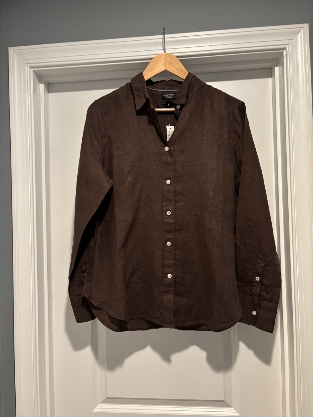 J Crew Woman’s  Brown Linen Button-Down Shirt